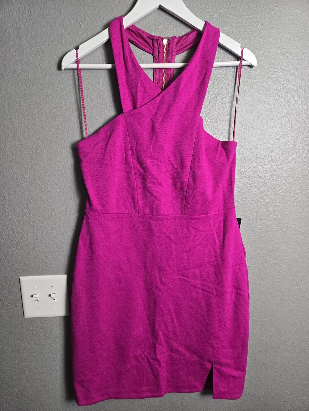 Express Fuchsia Midi Dress High Neck Bodycon Dress Size 12